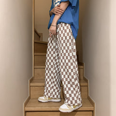 Plaid Casual Pants Men's New Fashion High Waist Drooping