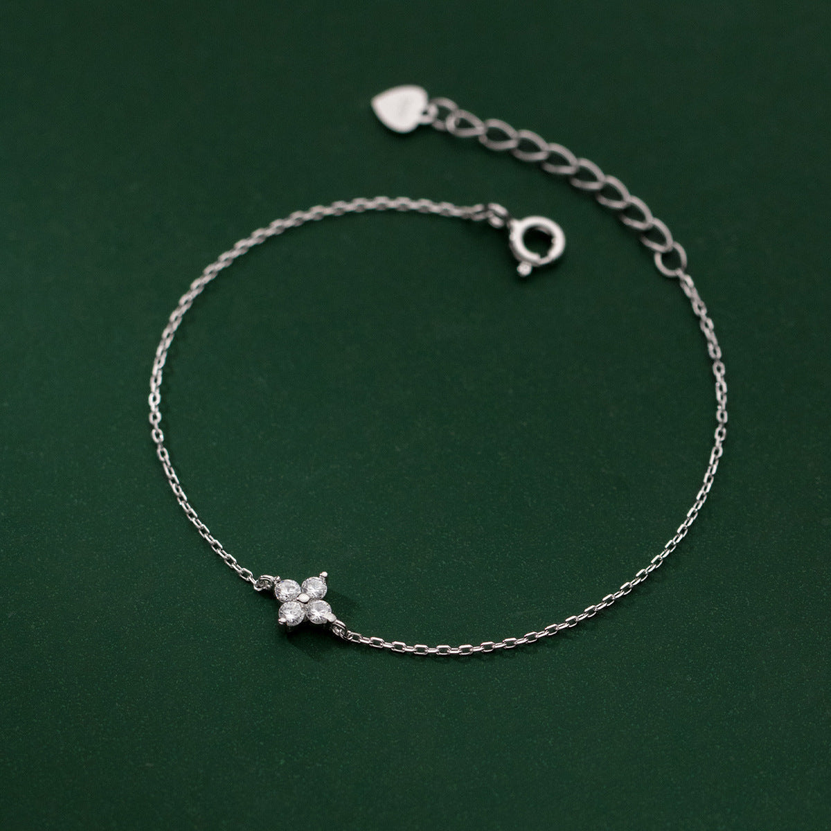 S925 Sterling Silver Diamond Four-leaf Clover Bracelet