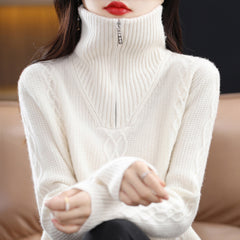 Autumn And Winter Heavy Thickening High Collar Woolen Sweater Women