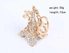 Fashion Crystal Eiffel Tower Pendant Keychain