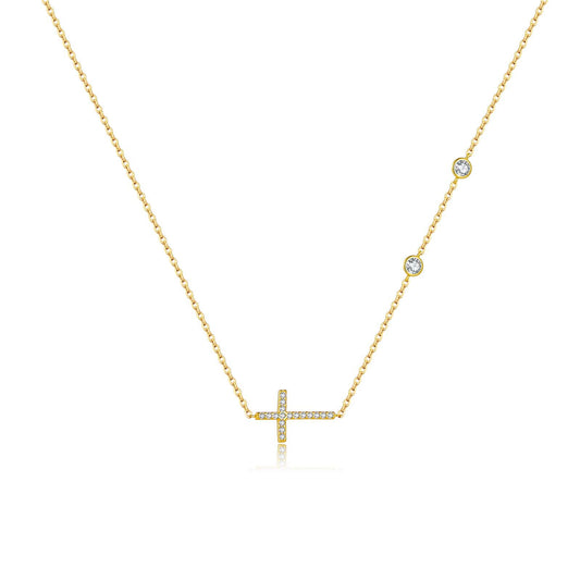 Special-interest Design 18k Golden Cross S925 Silver Necklace