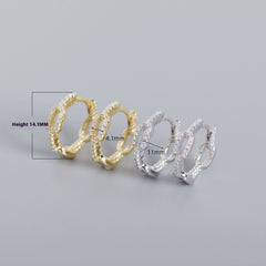 S925 Sterling Silver INS Niche Chain Diamond-studded Design Earrings