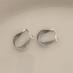 Twist Ear Clip S925 Sterling Silver Retro Twisted Eardrop Earring