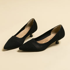 Breathable Hollow Fly Knitted Stiletto Heel Pointed Toe Shoes