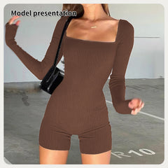 Women's Fashion Simple Solid Color Bodysuit