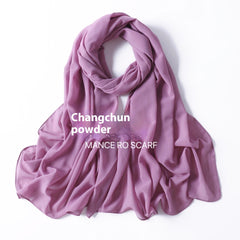 Pure Color Pearl Chiffon Scarf Headcloth Veil Chiffon Scarf