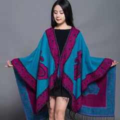 Travel Autumn And Winter Nepal Ethnic Style Extra Large Thickened Split Shawl Scarf Cape