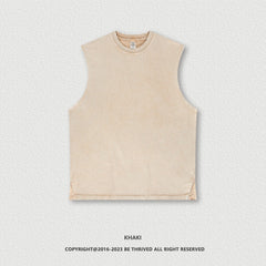 American Retro Washed Sleeveless Cotton Vest For Men