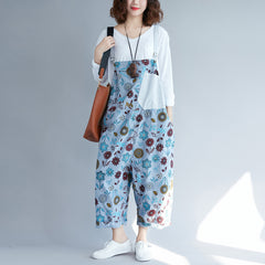 Do The Old Cowboy Washed Stitching Printing Japanese Suspender Pants