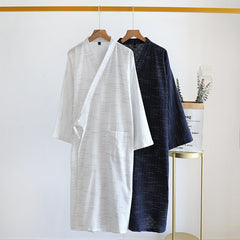 Summer Jacquard Gauze Cotton Kimono Thin Home Bathrobe Simple