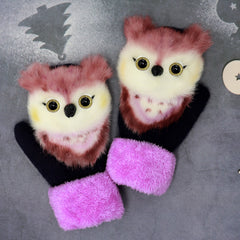 Winter Women's Plush Cartoon Animal Gloves