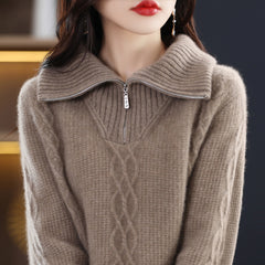 Autumn And Winter Heavy Thickening High Collar Woolen Sweater Women