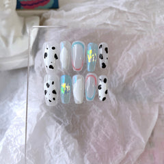 Summer Hand Painted Cow Pattern Nail Enhancement Patch