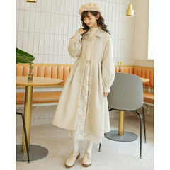 Women's French-style Retro Mid-length Waist Slimming Woolen Skirt Coat