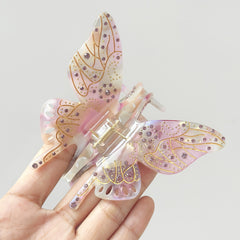 Oversized Light Luxury Glass Butterfly Hair Claw Headdress