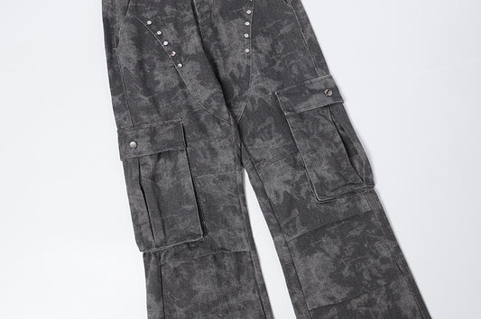 American High Street Fashion Brand Camouflage Rivet Multi-pocket Workwear Jeans