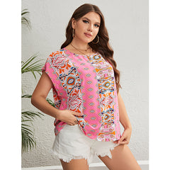 Summer Ethnic Style Round Neck Loose Top Women