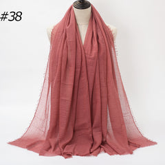 Pure Color Pleated Cotton Scarf Cotton And Linen Scarf