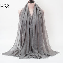 Pure Color Pleated Cotton Scarf Cotton And Linen Scarf