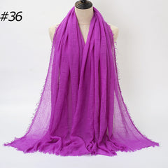 Pure Color Pleated Cotton Scarf Cotton And Linen Scarf