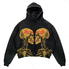 Fleece-lined Printed Hooded Sweater Fashion Large Hoodie