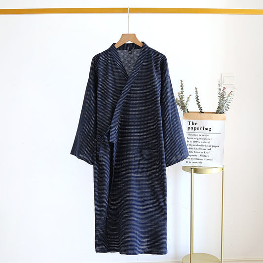 Summer Jacquard Gauze Cotton Kimono Thin Home Bathrobe Simple