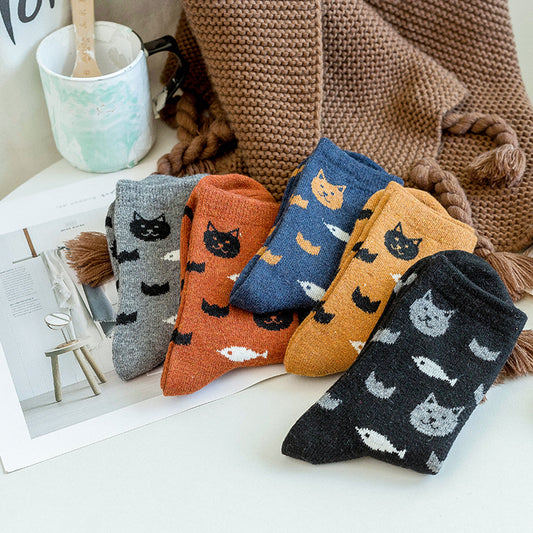 Mid-calf Cartoon Extra Thick Warm Rabbit Wool Socks