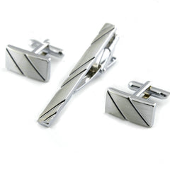 Men's Business Silver Diagonal Cufflinks