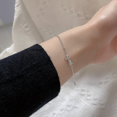 Cold Light Luxury Personalized Girlfriends Diamond Bow Bracelet