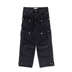 Loose Fit Straight Wide Leg Multi-pocket Cargo Pants Men