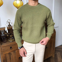 Fall Winter Men Long Sleeve Casual Round Neck Sweater