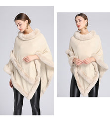 Imitation Rex Rabbit Fur Collar Cape And Shawl