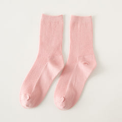 Candy Color Bunching Retro Vertical Stripes Outer Wear Mid-calf Length Socks