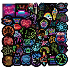 50 Neon Graffiti Stickers Decorative Waterproof Stickers