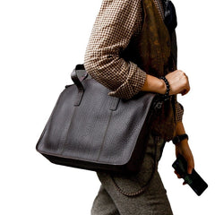 Men's Thick Cowhide Commuter Leather Handbag