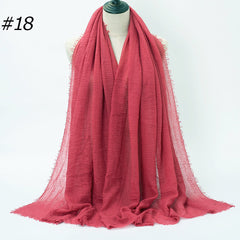 Pure Color Pleated Cotton Scarf Cotton And Linen Scarf