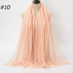 Pure Color Pleated Cotton Scarf Cotton And Linen Scarf