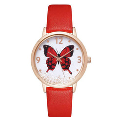 Women's Fashion Numbers Rhinestone Butterfly Quartz Watch