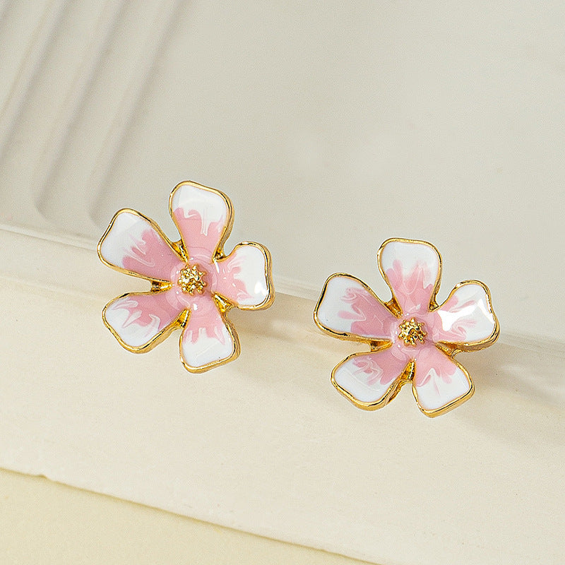 Sweet Elegance Cherry Blossom Earrings Female Korean Style Niche Design