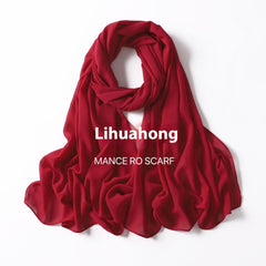 Pure Color Pearl Chiffon Scarf Headcloth Veil Chiffon Scarf