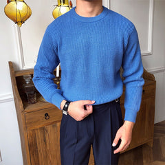 Fall Winter Men Long Sleeve Casual Round Neck Sweater