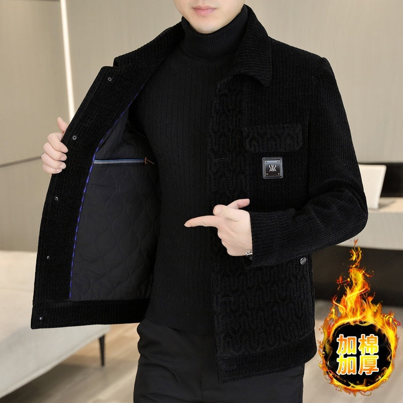 Lapel Short Fleece-lined Padded Jacket