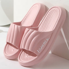 Summer Stripe Letter Design Home Slippers Thick Sole Non-slip Floor Bathroom Slipper For Women Men House Shoes