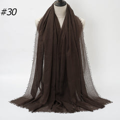 Pure Color Pleated Cotton Scarf Cotton And Linen Scarf