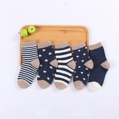 5 Pairs Children's Cotton Mid-calf Length Socks