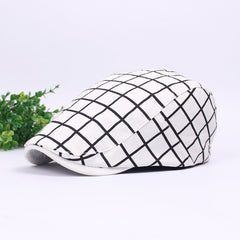 Autumn Checked Cloth Beret Men's British Style Peaked Cap