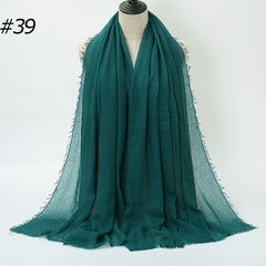 Pure Color Pleated Cotton Scarf Cotton And Linen Scarf