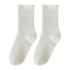 Women's Spring And Summer Cotton Socks Solidcolor Mid-calf Length