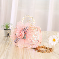 Flower Knitted Pearl Portable Diagonal Bag