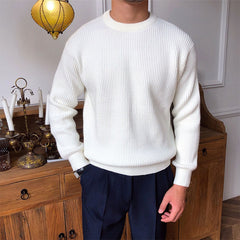 Fall Winter Men Long Sleeve Casual Round Neck Sweater